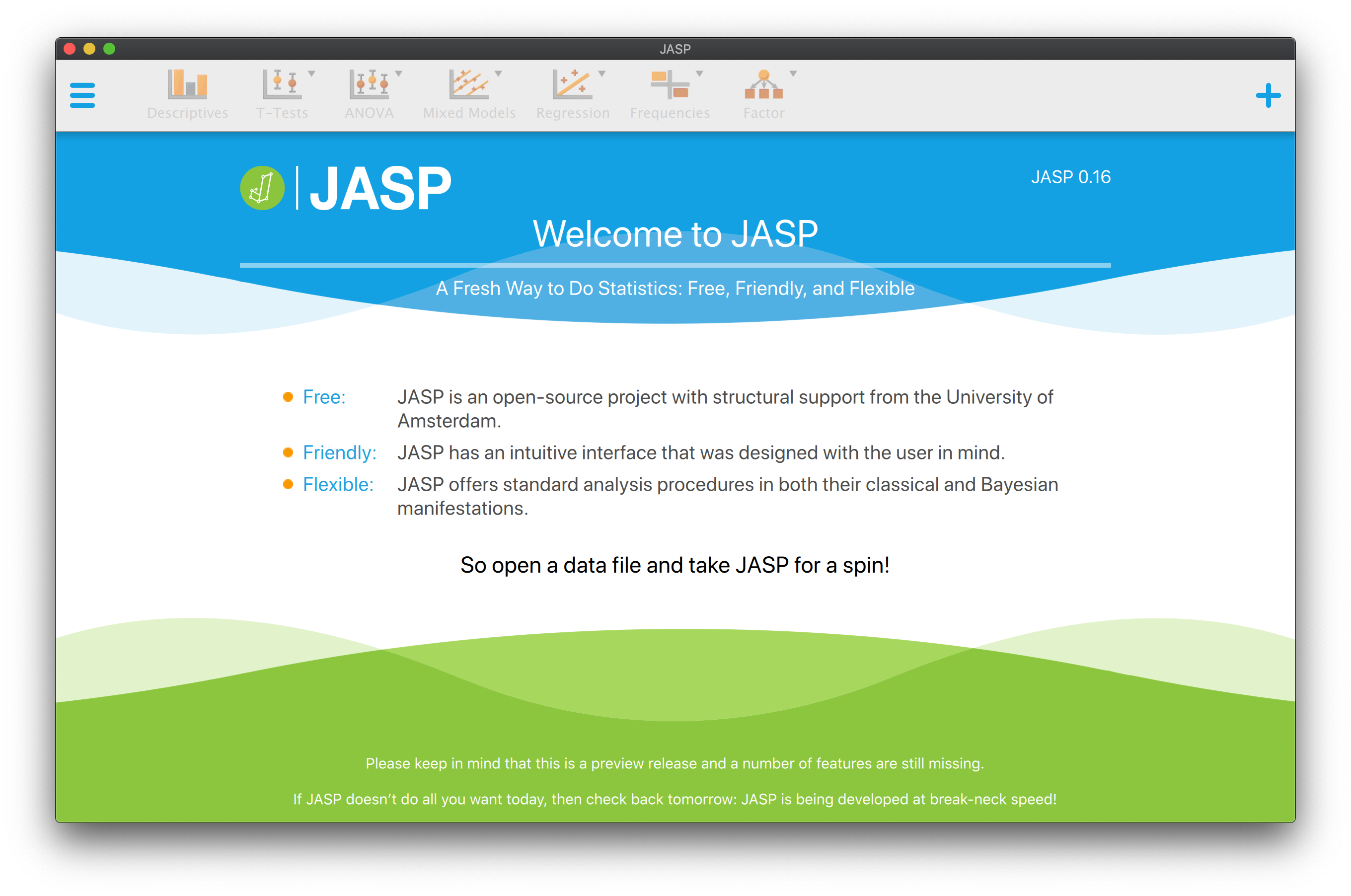 Schermadruk openen van een JASP bestand